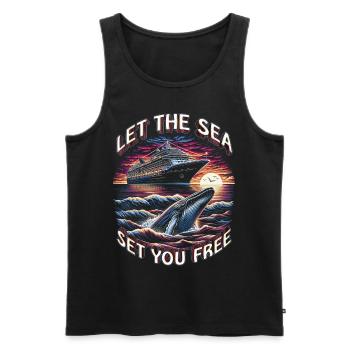 Les croisiéristes laissent la mer vous libérer - Débardeur bio Premium Homme - noir - Devant - AI Model Male 178 light (178cm)