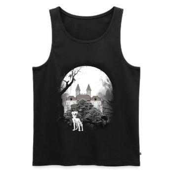 Château médiéval Forêt Loups Conte de fées Wehrwolf - Débardeur bio Premium Homme - noir - Devant - AI Model Male 178 light (178cm)