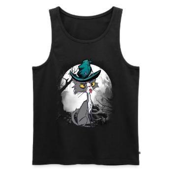 Chat magique chats sorcier conte de fées personnage conte de fées - Débardeur bio Premium Homme - noir - Devant - AI Model Male 178 light (178cm)