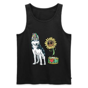 Sunflower Heart Peace Dog Dogs Peace Drum - Men's Premium Organic Tank Top - black - Front - Michal (187cm)
