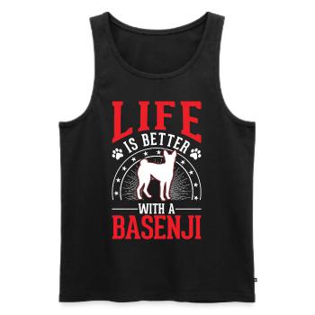 La vie est meilleure avec un Basenji - Débardeur bio Premium Homme - noir - Devant - AI Model Male 178 light (178cm)