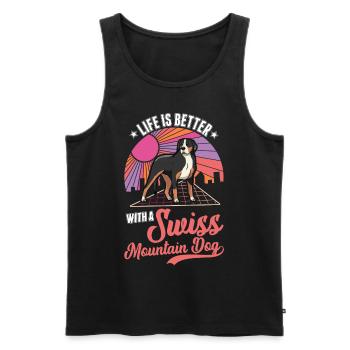 Life is better with a Mountain Dog - Men's Premium Organic Tank Top - black - Front - Michal (187cm)