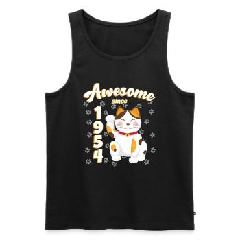 1954 Anniversaire Génial depuis Chat Maneki neko - Débardeur bio Premium Homme - noir - Devant - AI Model Male 178 light (178cm)