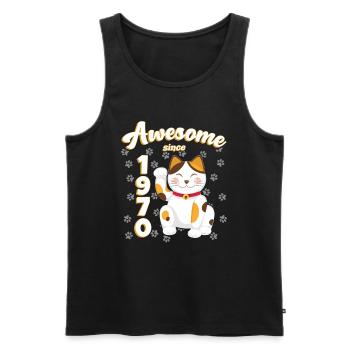 1970 Geburtstag Awesome since Katze Maneki neko - Männer Premium Bio Tank Top - Schwarz - Vorne - Michal (187cm)