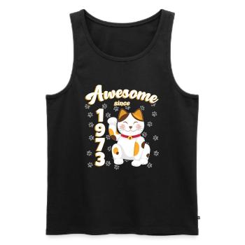 1973 Anniversaire Génial depuis Chat Maneki neko - Débardeur bio Premium Homme - noir - Devant - AI Model Male 178 light (178cm)