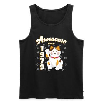1979 Birthday Awesome since Cat Maneki neko - Men's Premium Organic Tank Top - black - Front - Michal (187cm)