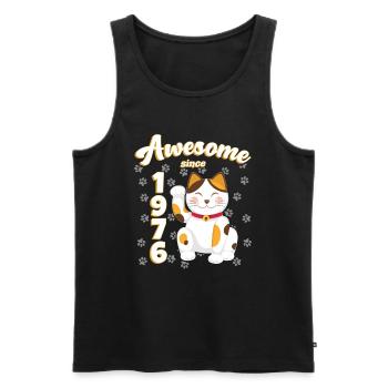 1976 Anniversaire Génial depuis Cat Maneki neko - Débardeur bio Premium Homme - noir - Devant - AI Model Male 178 light (178cm)