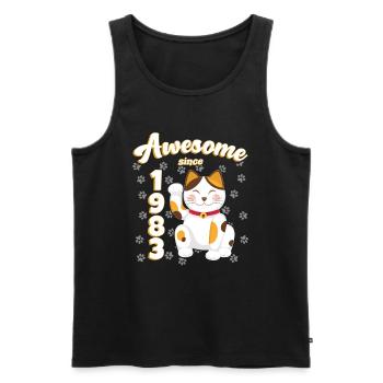 1983 Anniversaire Génial depuis Chat Maneki neko - Débardeur bio Premium Homme - noir - Devant - AI Model Male 178 light (178cm)