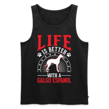 Life is better with a Galgo Espanol - Men's Premium Organic Tank Top - black - Front - AI Model Male 178 light (178cm)