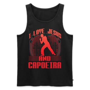 I love Jesus and Capoeira - Men's Premium Organic Tank Top - black - Front - AI Model Male 178 light (178cm)