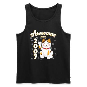 2007 Geburtstag Awesome since Katze Maneki neko - Männer Premium Bio Tank Top - Schwarz - Vorne - Michal (187cm)