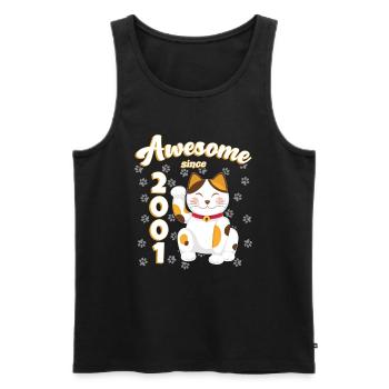 2001 Anniversaire Génial depuis Chat Maneki neko - Débardeur bio Premium Homme - noir - Devant - AI Model Male 178 light (178cm)