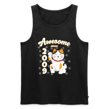 2009 Geburtstag Awesome since Katze Maneki neko - Männer Premium Bio Tank Top - Schwarz - Vorne - Michal (187cm)
