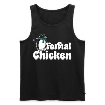 Funny Meme Penguin Lover Formal Chicken Illust - Men's Premium Organic Tank Top - black - Front - AI Model Male 178 light (178cm)