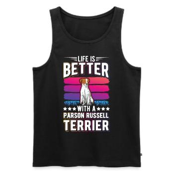 Life is better with Parson Russell Terrier - Men's Premium Organic Tank Top - black - Front - Michal (187cm)