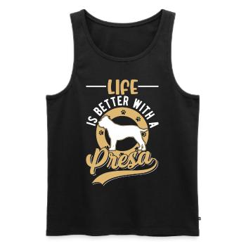 La vie est meilleure avec un Presa Canario - Débardeur bio Premium Homme - noir - Devant - AI Model Male 178 light (178cm)
