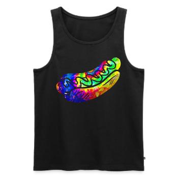 Hot Dog Adulte Tie Dye Années 90 Rétro - Débardeur bio Premium Homme - noir - Devant - Michal (187cm)