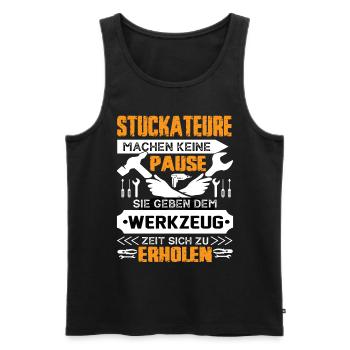 Plasterers don't take a break - Men's Premium Organic Tank Top - black - Front - AI Model Male 178 light (178cm)