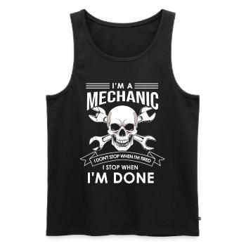 Mécanicien automobile, mécatronicien, technicien tournevis, dictons - Débardeur bio Premium Homme - noir - Devant - AI Model Male 178 light (178cm)