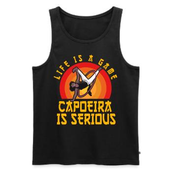 Das Leben ist ein Spiel Capoeira ist ernst - Männer Premium Bio Tank Top - Schwarz - Vorne - Michal (187cm)