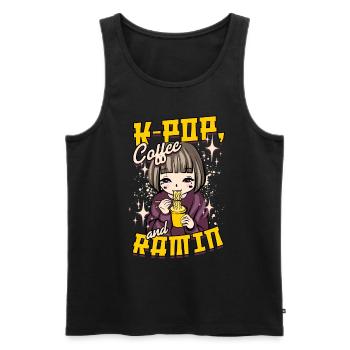 KPop Musique coréenne K-Pop Café et Ramin - Débardeur bio Premium Homme - noir - Devant - AI Model Male 178 light (178cm)