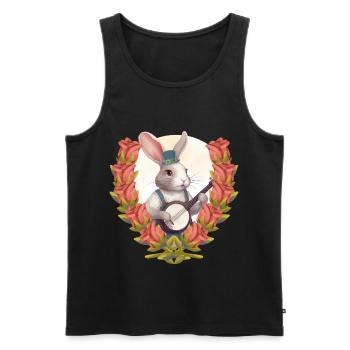 Banjo Bunny Music Roses Birthday Rabbit Child - Men's Premium Organic Tank Top - black - Front - AI Model Male 178 light (178cm)