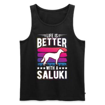 La vie est meilleure avec Salukis - Débardeur bio Premium Homme - noir - Devant - AI Model Male 178 light (178cm)