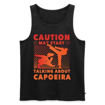 Bei Capoeira ist Vorsicht geboten - Männer Premium Bio Tank Top - Schwarz - Vorne - AI Model Male 178 light (178cm)