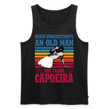 Ne sous-estimez jamais un vieil homme qui s’entraîne à la capoeira - Débardeur bio Premium Homme - noir - Devant - Michal (187cm)