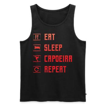 Essen Schlaf Capoeira Wiederholen - Männer Premium Bio Tank Top - Schwarz - Vorne - Michal (187cm)