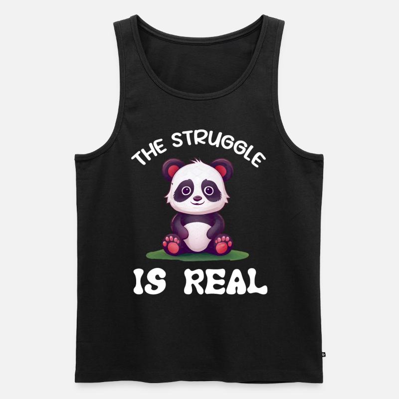 Panda Pandabär Lustig - Männer Premium Bio Tank Top - Schwarz