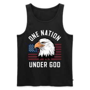 Amérique États-Unis Dire Une Nation sous Dieu 4 juillet - Débardeur bio Premium Homme - noir - Devant - AI Model Male 178 light (178cm)