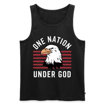 Amérique États-Unis Dire Une Nation sous Dieu 4 juillet - Débardeur bio Premium Homme - noir - Devant - AI Model Male 178 light (178cm)
