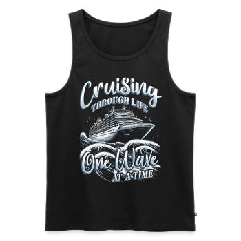Croisé de croisière Crusader - Débardeur bio Premium Homme - noir - Devant - AI Model Male 178 light (178cm)