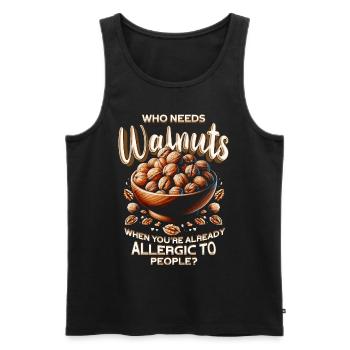 Walnut Allergy Who Needs Walnuts - Men's Premium Organic Tank Top - black - Front - AI Model Male 178 light (178cm)