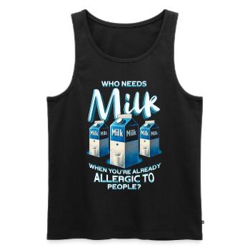 Allergie au lait qui a besoin de lait - Débardeur bio Premium Homme - noir - Devant - Michal (187cm)