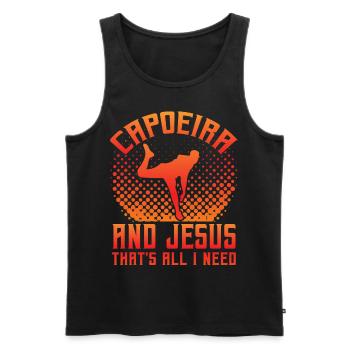 Capoeira und Jesus, das ist alles, was ich brauche - Männer Premium Bio Tank Top - Schwarz - Vorne - Michal (187cm)