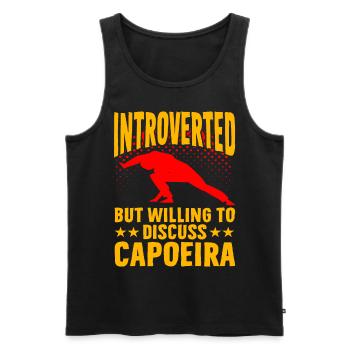 Introvertiert, aber bereit, über Capoeira zu diskutieren - Männer Premium Bio Tank Top - Schwarz - Vorne - Michal (187cm)
