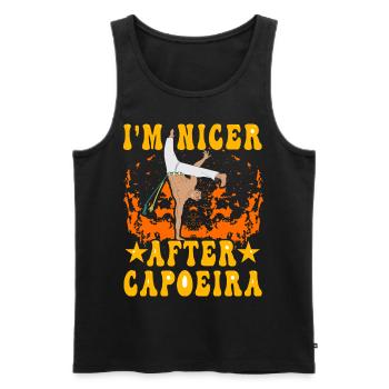 Je suis plus sympa après la Capoeira - Débardeur bio Premium Homme - noir - Devant - Michal (187cm)