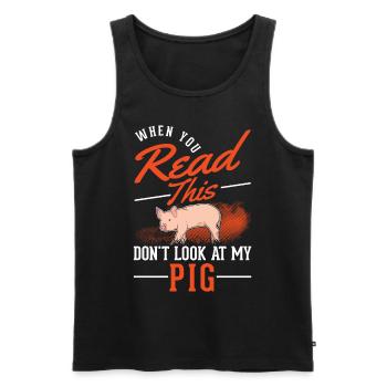 Cadeau de cochons fermier Piggy - Débardeur bio Premium Homme - noir - Devant - AI Model Male 178 light (178cm)