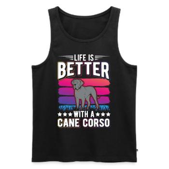 Life is better with Cane Corsos - Men's Premium Organic Tank Top - black - Front - Michal (187cm)