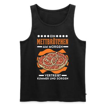 Mettbrötchen le matin Mett Hackepeter - Débardeur bio Premium Homme - noir - Devant - AI Model Male 178 light (178cm)