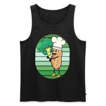 Peanut Broccoli Vegetables Cook Cooks Cook - Men's Premium Organic Tank Top - black - Front - Michal (187cm)