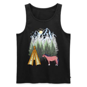 Schamanen Pferd Tipi Gebirge Berge Wald Natur USA - Männer Premium Bio Tank Top - Schwarz - Vorne - Michal (187cm)