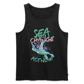 Turtle Sea : Le changement, agissez maintenant - Débardeur bio Premium Homme - noir - Devant - AI Model Male 178 light (178cm)