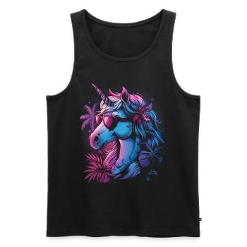 Retro Einhorn Vaporwave - Männer Premium Bio Tank Top - Schwarz - Vorne - Michal (187cm)