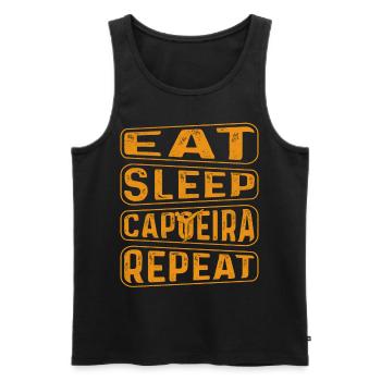 Essen Schlaf Capoeira Wiederholen - Männer Premium Bio Tank Top - Schwarz - Vorne - Michal (187cm)