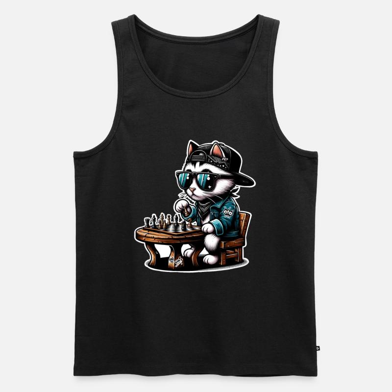 Schach Katze - Männer Premium Bio Tank Top - Schwarz