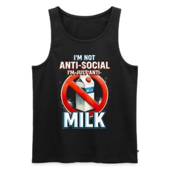 Allergie au lait Je suis juste anti-lait - Débardeur bio Premium Homme - noir - Devant - Michal (187cm)