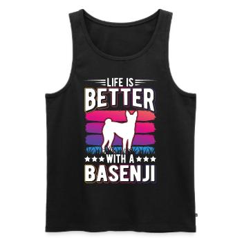 La vie est meilleure avec un Basenji - Débardeur bio Premium Homme - noir - Devant - AI Model Male 178 light (178cm)